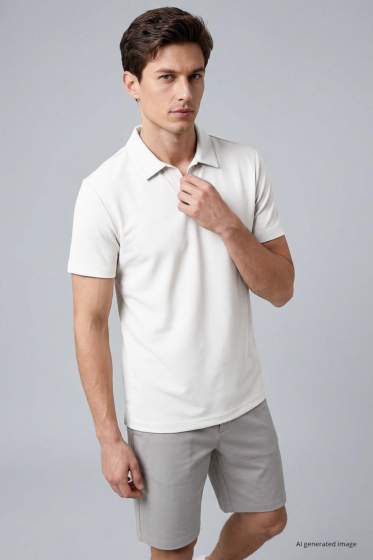 Tommy Life Ecru Comfortable Form Soft-Textured Polo Collar Men's T-Shirt - 88496