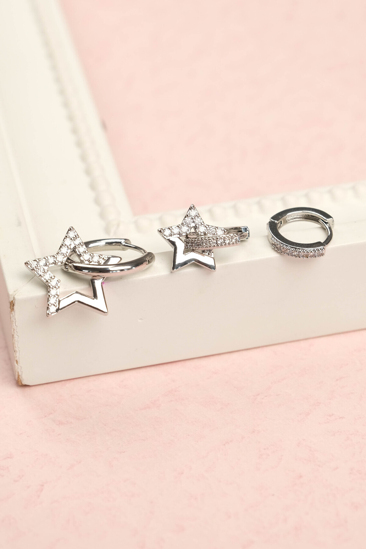 3 Star Steel Earrings