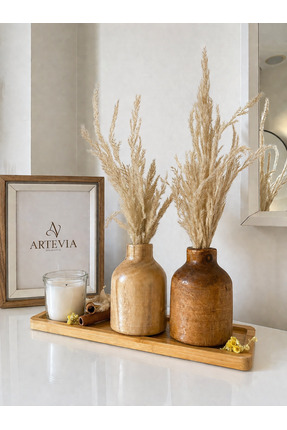 ARTEVIA DEKORASYON İkili Ahşap Dekoratif Vazo