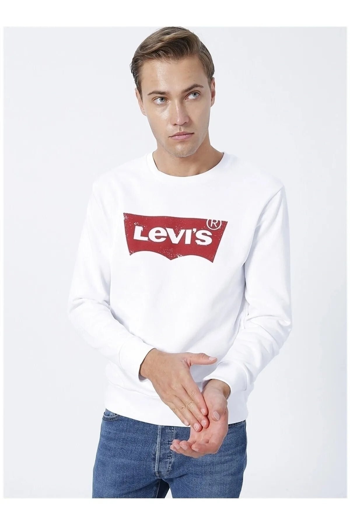 سویشرت مردانه سفید یقه گرد لیوایز سویشرت Levi's