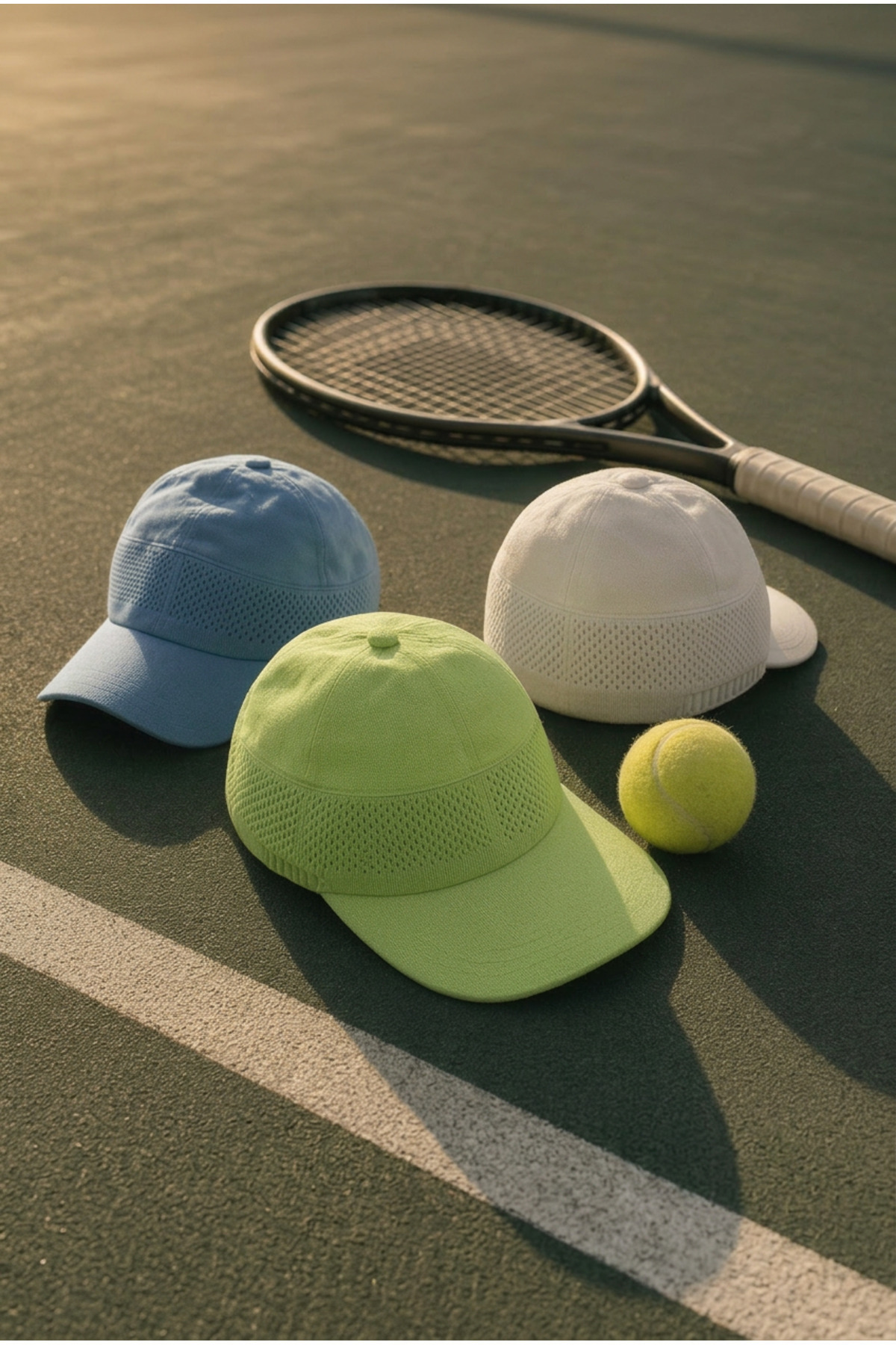 OnMyHead Unisex Spor Fileli Merserize Tenis Şapkası Yazlık Açık Yeşil görsel 5