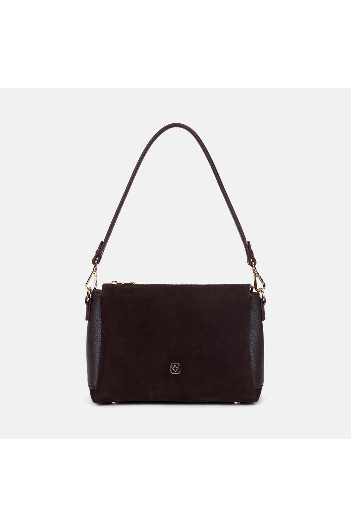 Women's Bitter Brown Suede Textured Shoulder Bag