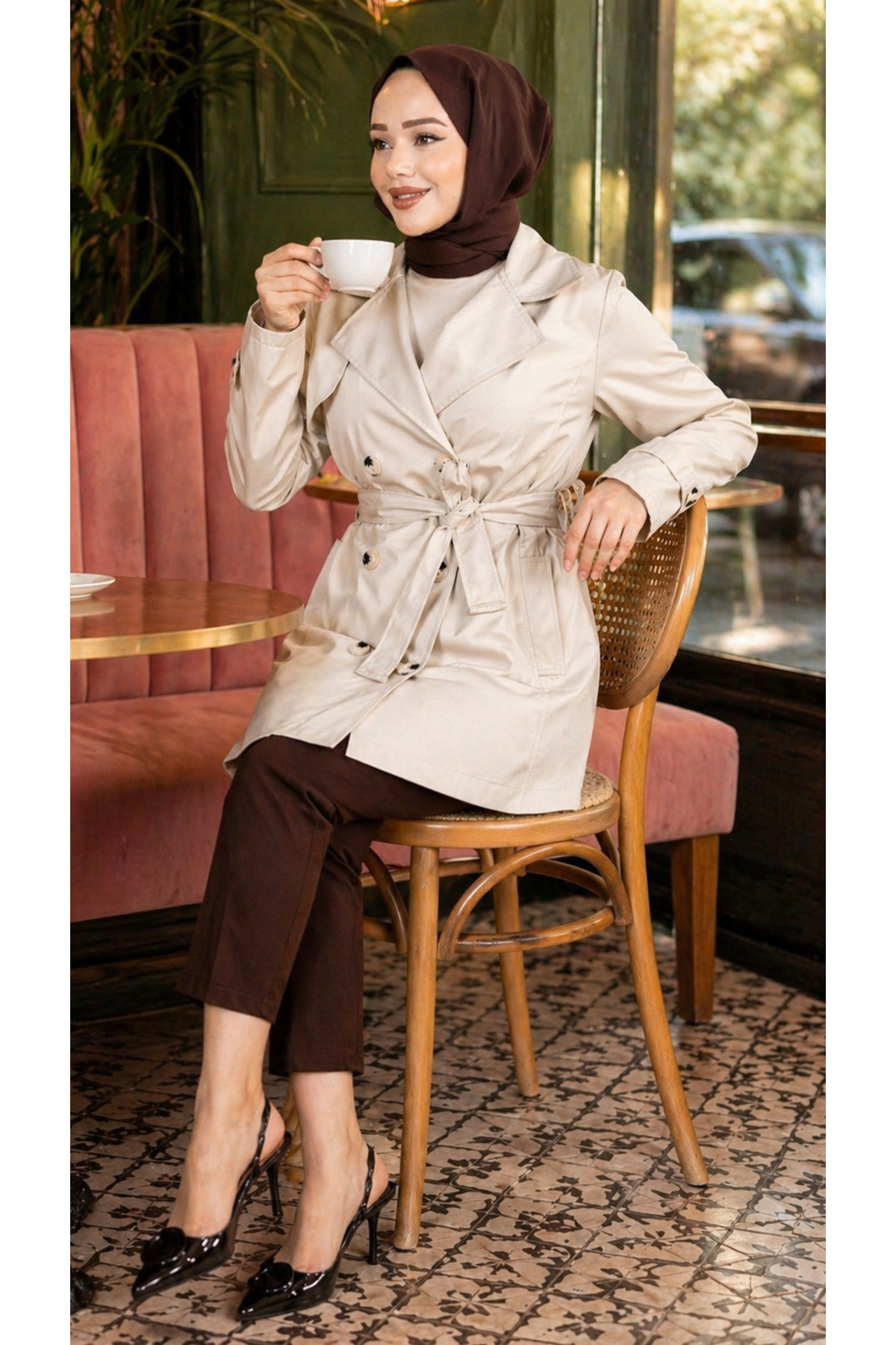 Rabia Zülal New Season Unlined Women's Trench Coat 85cm Rbz7008M
