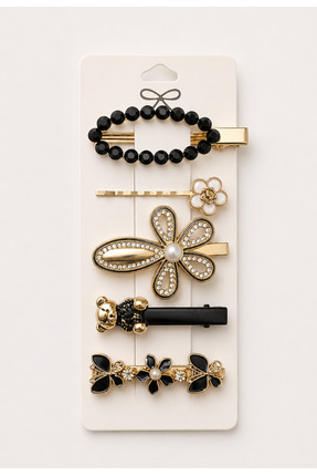 MY TAKI STORE YENİ TREND 5 Lİ SİYAH GOLD PENS TOKA SETİ