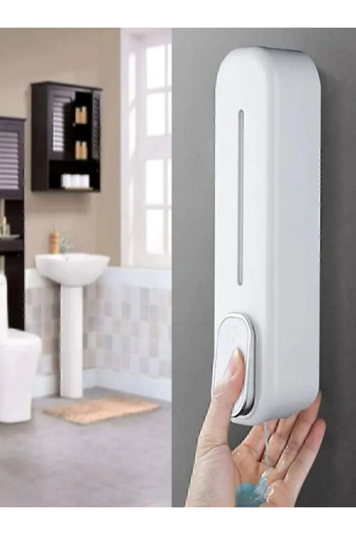300ml Sıvı Sabunluk Duvara Monte Manuel Sabunluk Banyo Şampuan Duş Dispenseri BEYAZ