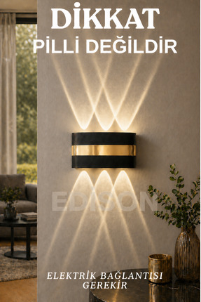Edison Gold Detaylı Elektrikli LED Aplik Gün Işığı Modern Dekoratif Duvar Lam...