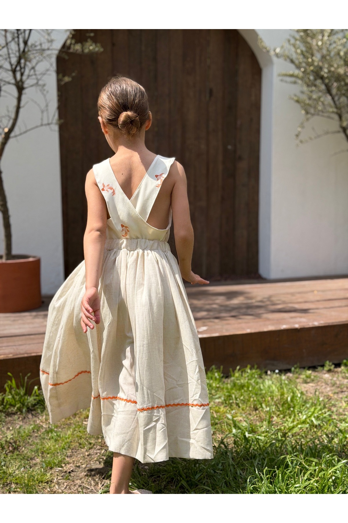 Balerinikizler Baby&Kids Fish Patterned Linen Long Skirt Set