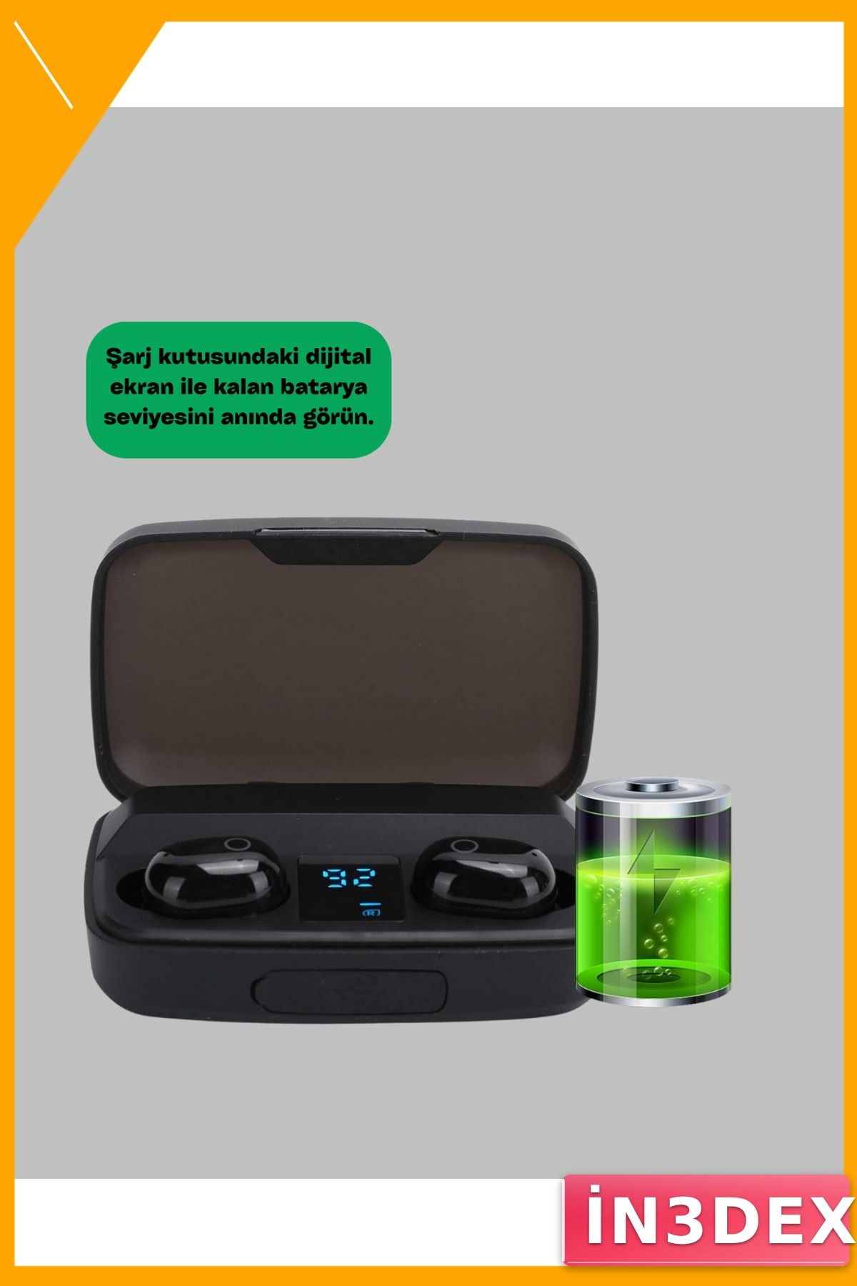 Kablosuz Bluetooth 5.0 Kulak İçi Kulaklık 1800mAh Şarj Kutusu