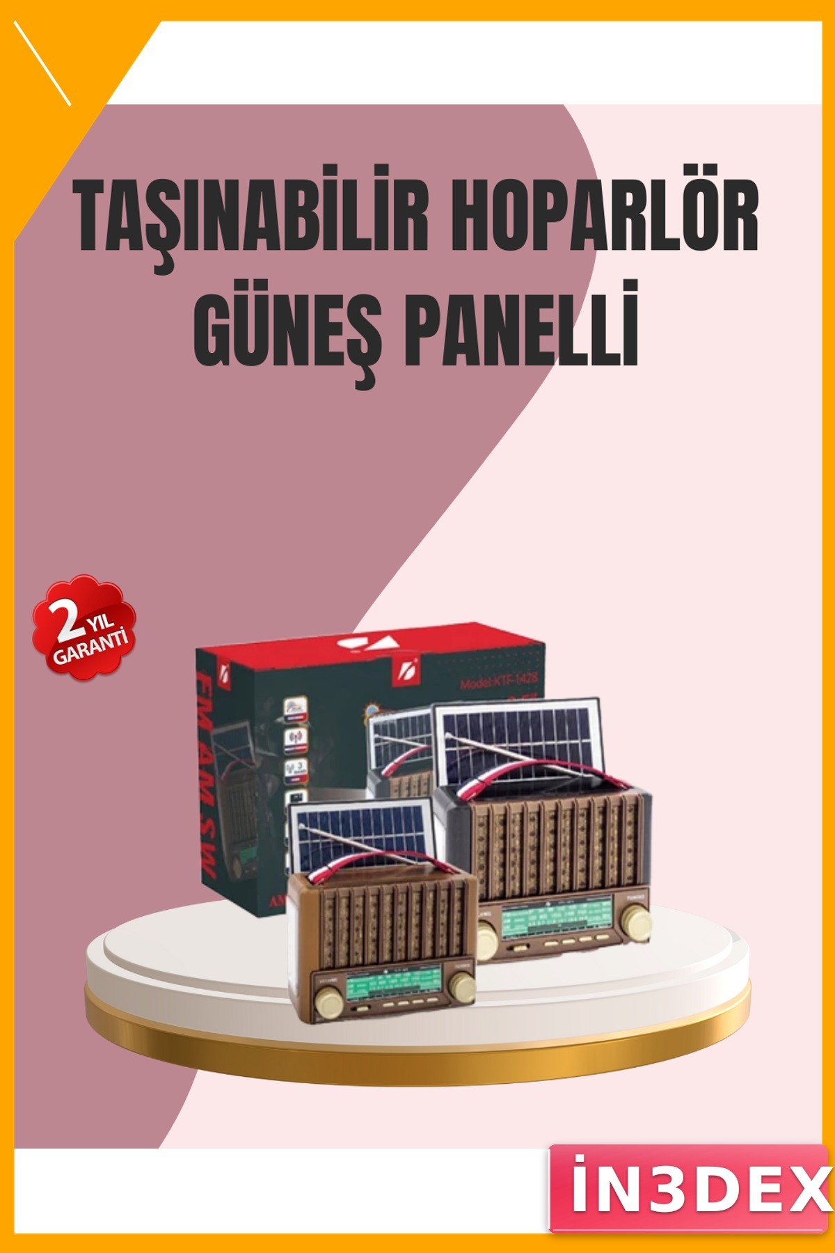 Taşınabilir Solar Şarjlı Bluetooth Radyo Hoparlör FM AM SW