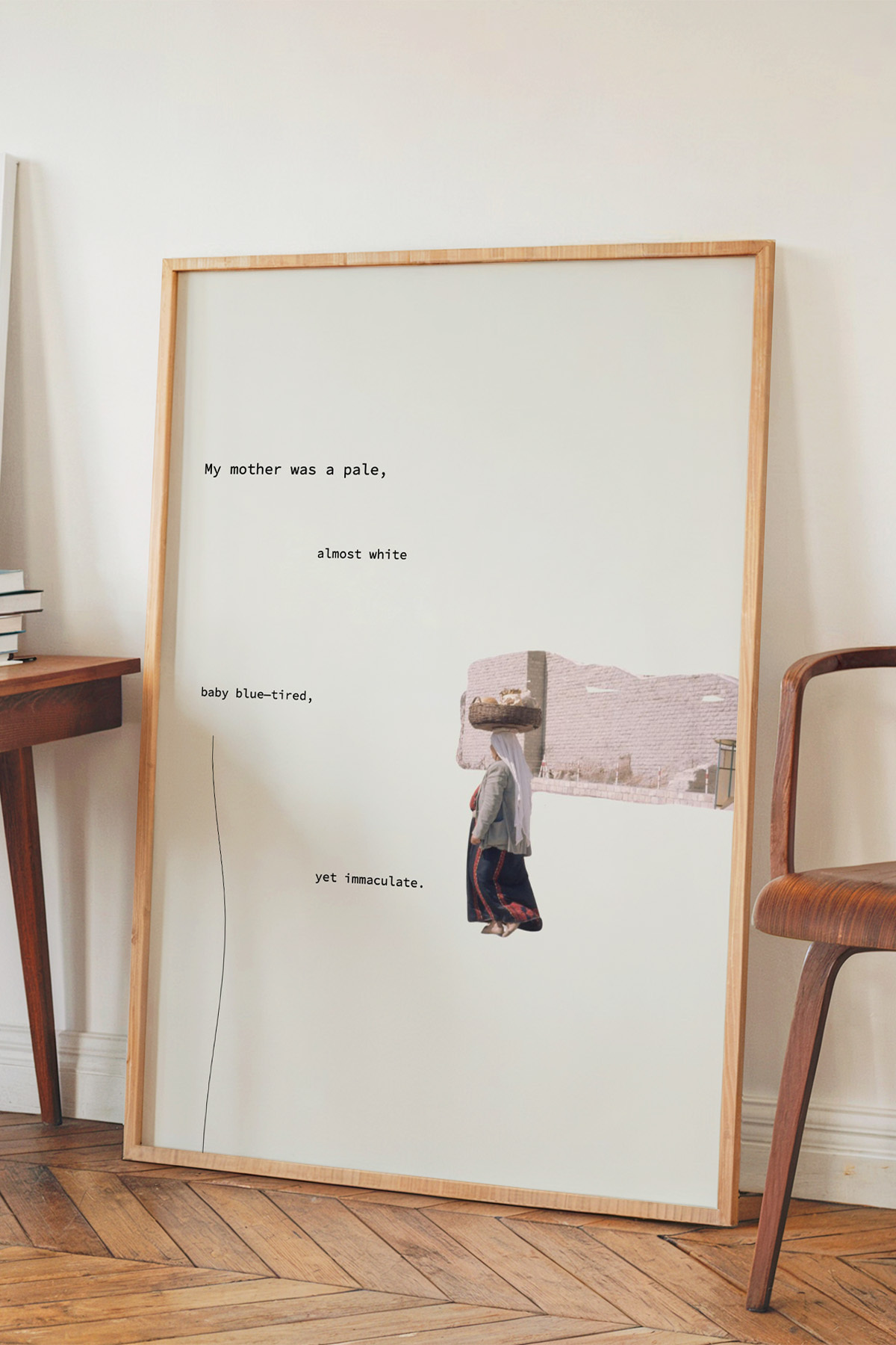 Anne Temalı Minimal Kolaj Tablo Poster Modern Sanat Duvar Dekoru Çerçevesiz
