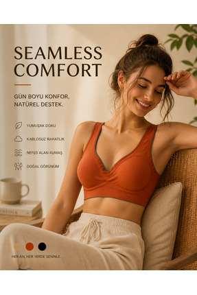 Nior iç giyim Yumuşak Dokulu Dikişsiz Sporcu Sütyeni | V Yaka Turuncu Yoga Br...