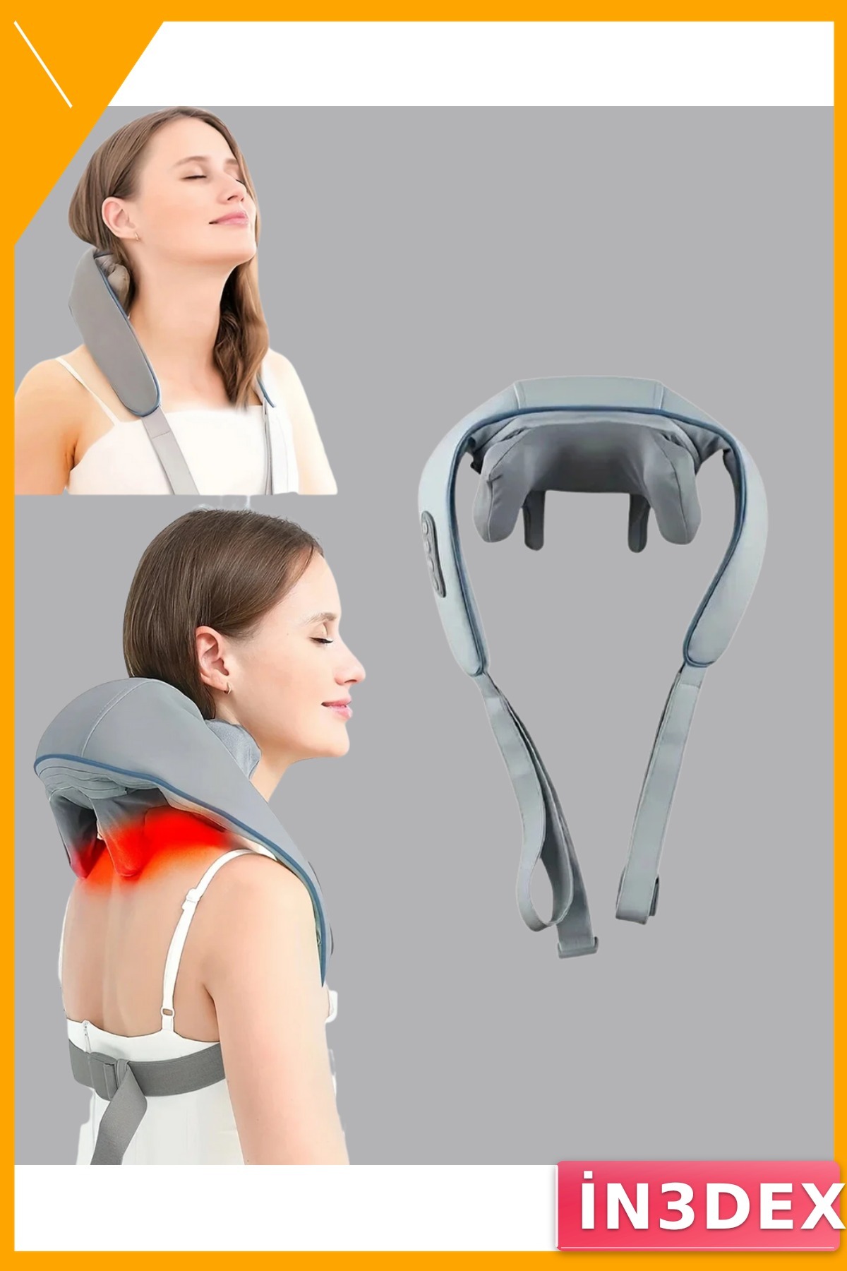 Titreşimli Boyun Masaj Cihazı Isı Terapili Şarjlı Ergonomik U Tasarım