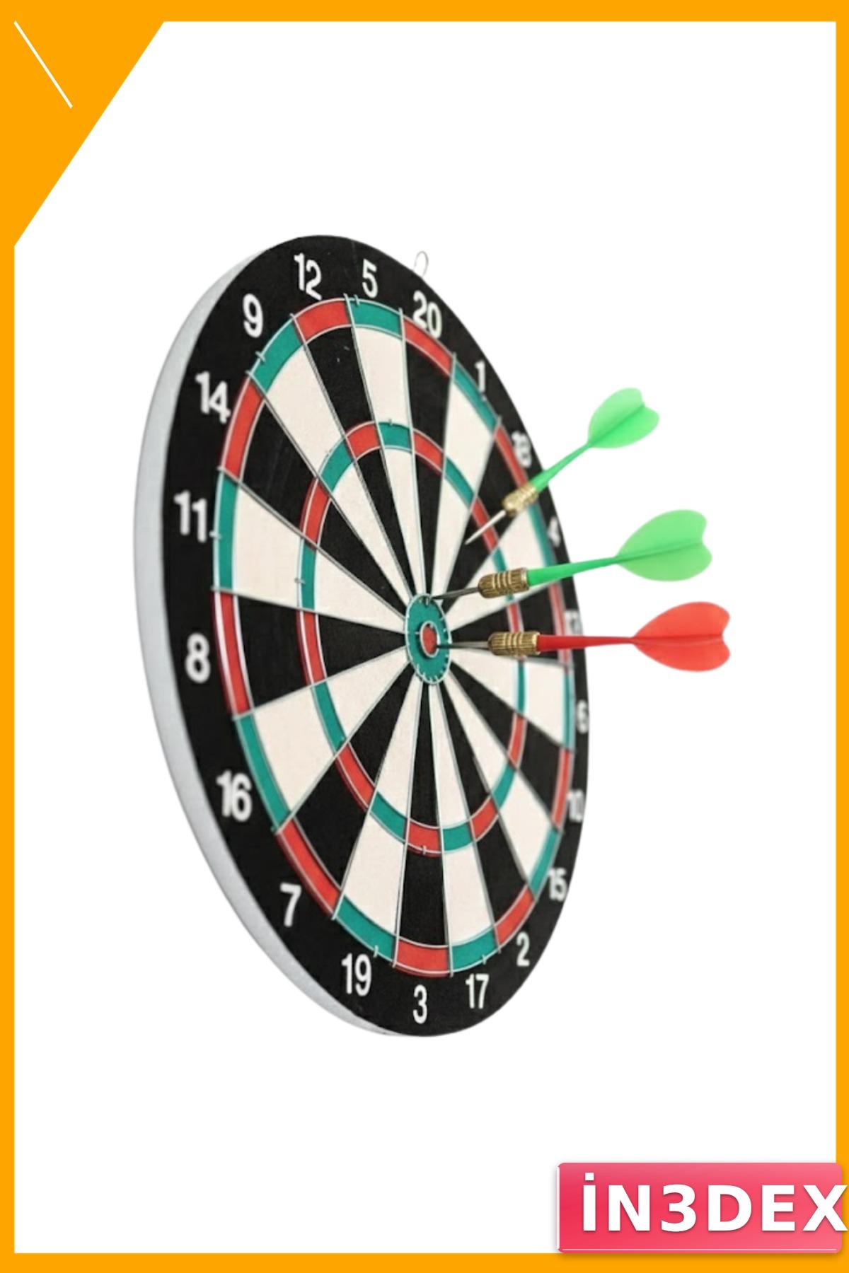 15 İnç Ahşap Dart Tahtası 4 Metal Uçlu Ok Hedef Oyun Seti