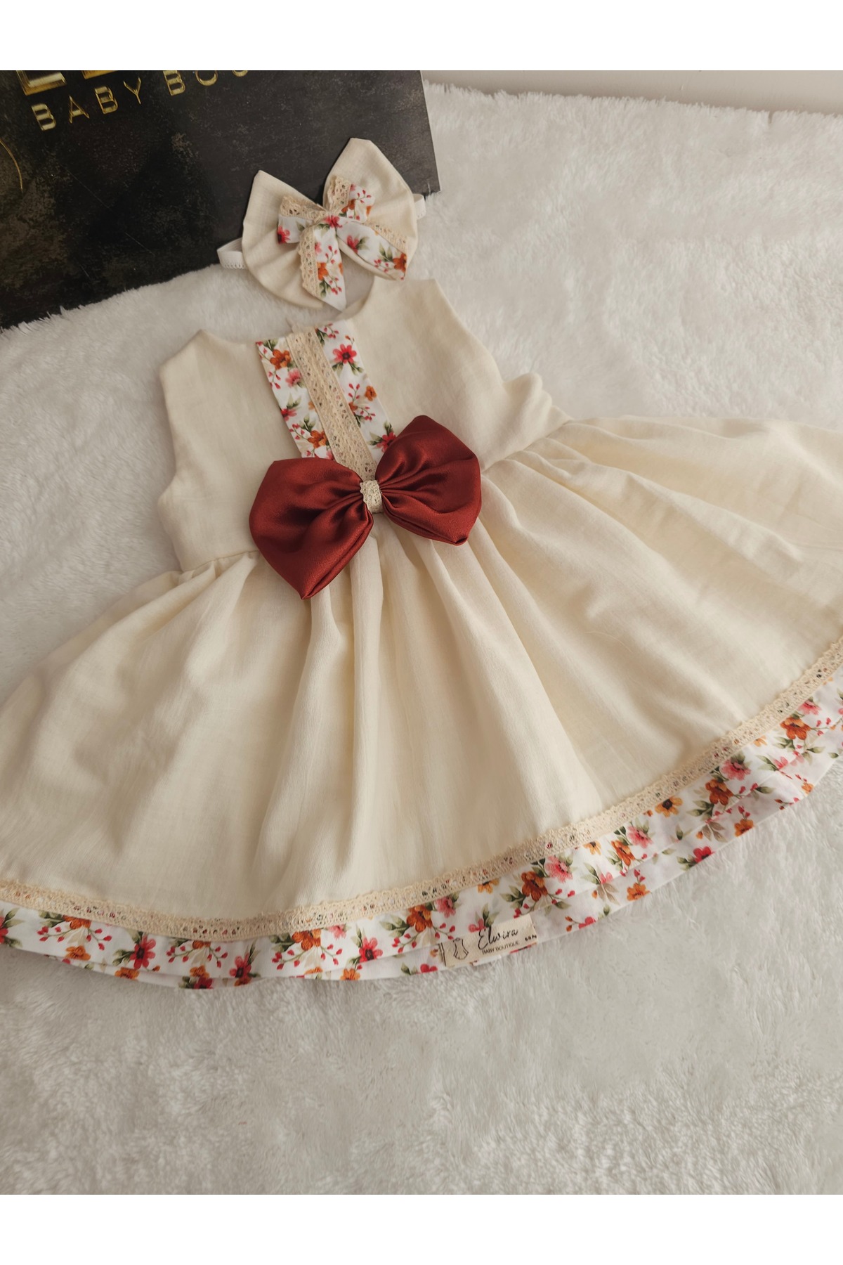 Elwirababyboutiqe FİYONK DETALYLI MÜSLİN ELBİSE