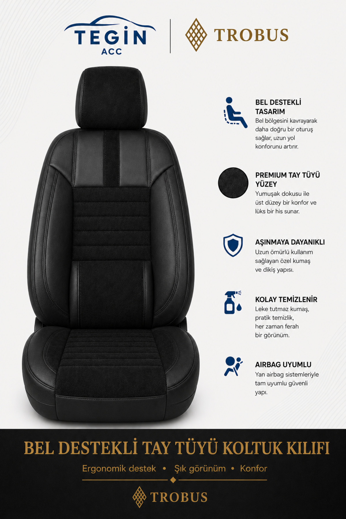 Fiat Punto 2005+ Uyumlu Apex Linen Bel Destekli Keten Füme Siyah Koltuk Kılıfı — alternatif görsel