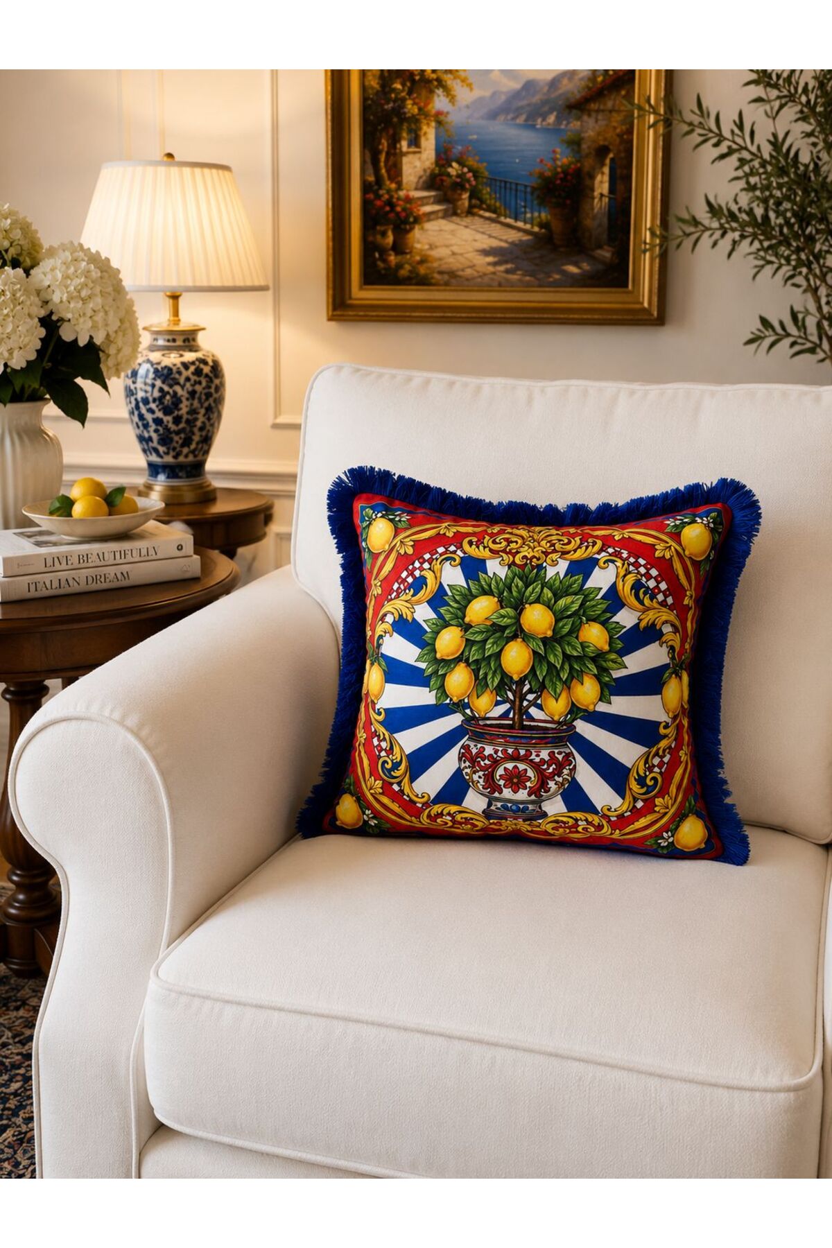 VERONA Series , Fringed Cushion Cover Double Sided Printed
