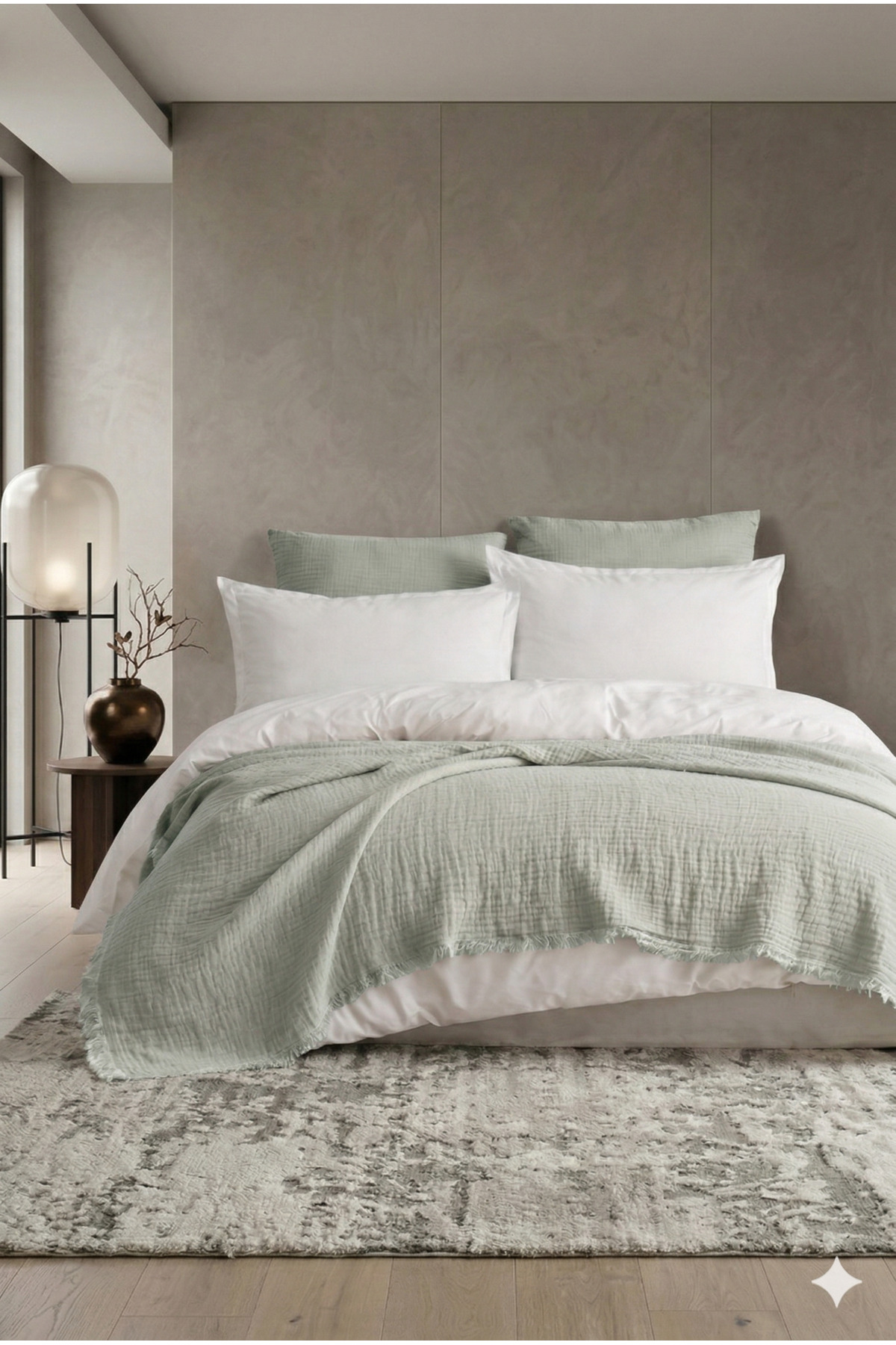 Miabella Home Müslin Yatak Örtüsü %100 Pamuk Çift Kişilik Pike Battal Boy Yumuşak Doku Nefes Alabilir
