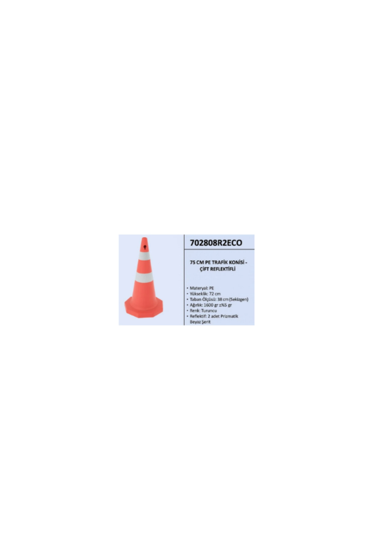 Pe Trafik Konisi | Pvc Ağırlıklı – Reflektifsiz – 75 cm