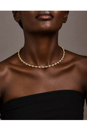 HoneyMoney Oréline Zirkon Taşlı Açık Form Sert Choker Kolye