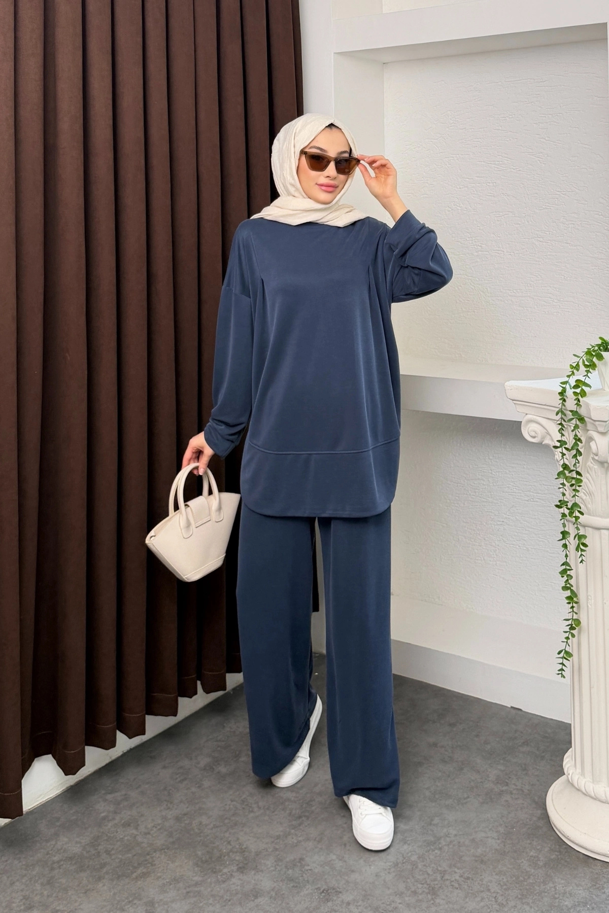 Mihran Butik Kalina Model Imported Pique Fabric Women's Suit with Pocket Detail