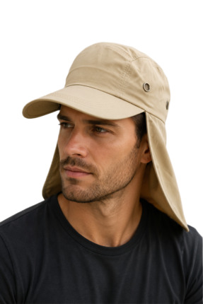 HatClub Exclusive Bej Lejyoner Şapka UV Korumalı Ense Kapamalı Yazlık Unisex