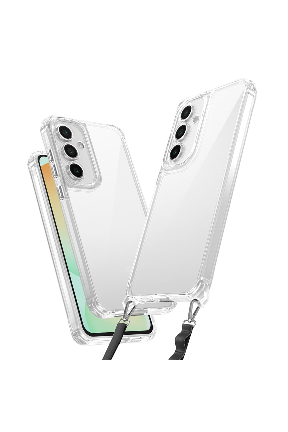 Galaxy A35 Kılıf Airbagli Takılabilir Askı Aparatlı HNZM Snap Silikon Kapak - Şeffaf