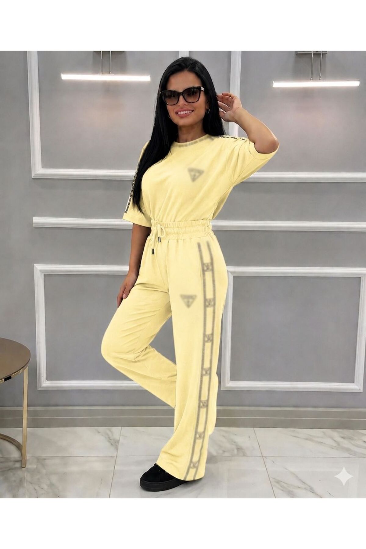 G Detailed Bottom Top T-shirt modal Tracksuit Set MAZELF (choose 1 size small, choose wide mold)