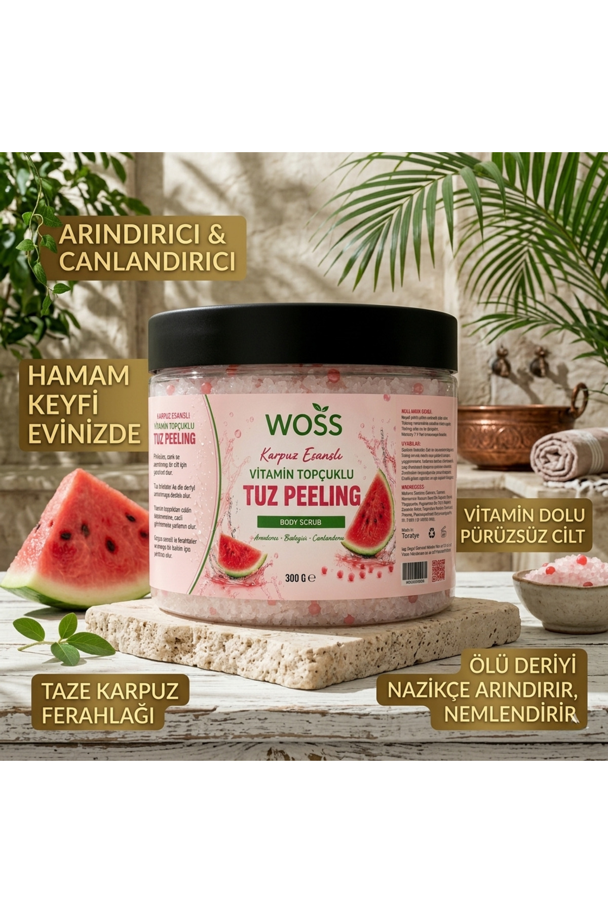 Karpuz Esanslı Vitamin Topçuklu Tuz Peeling 300 g — peelingKARPUZ — تصویر 3 از 3