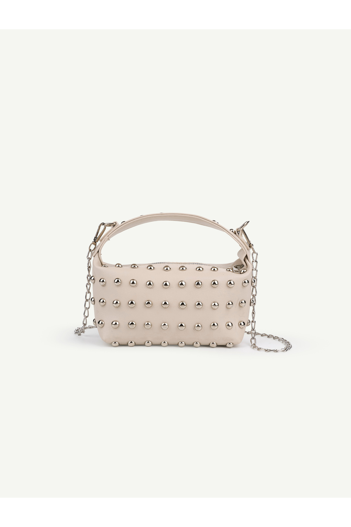 Women's Mini Size Staple Detailed Hand Sleeve and Shoulder Bag