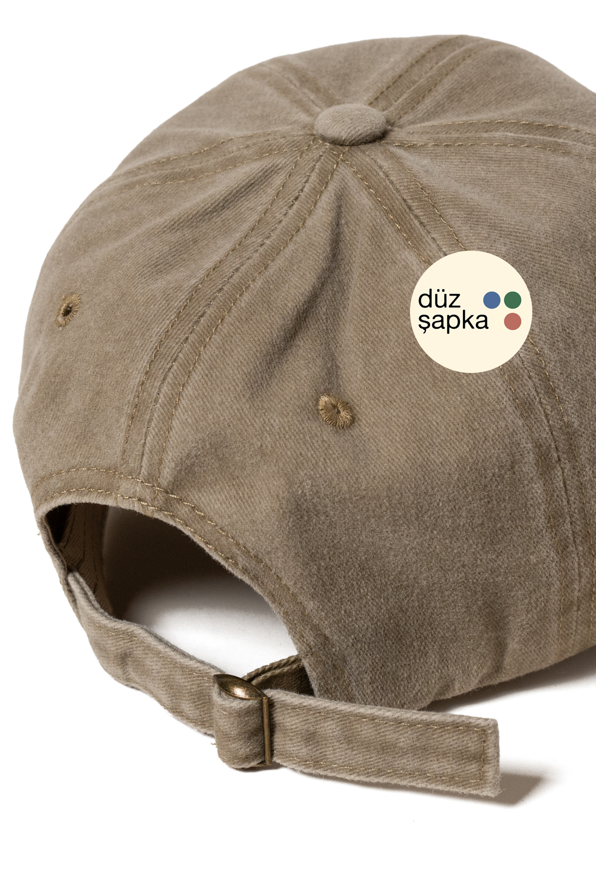 düz şapka studio Düz Şapka | Koyu Bej Yıkamalı Kep Şapka - Minimalist, Logosuz ve Yazısız görsel 6