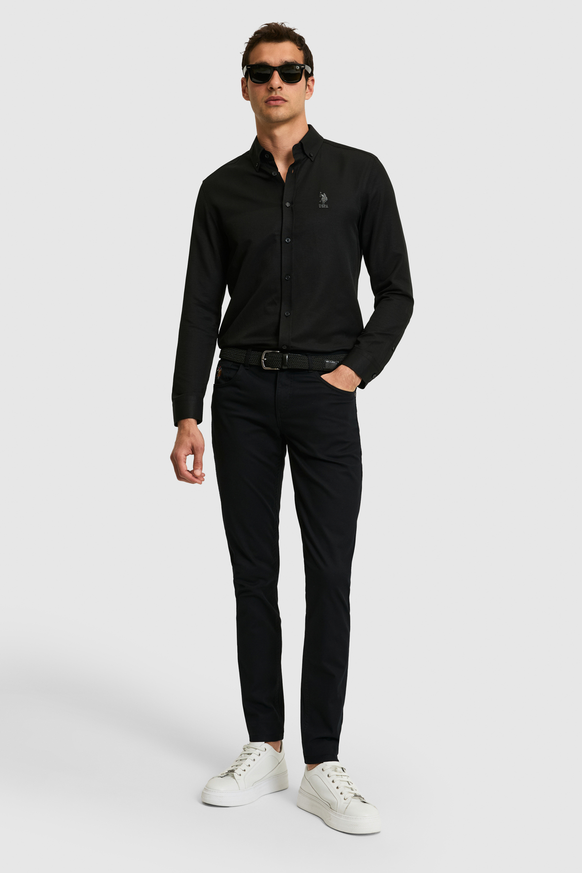 U.S. Polo Assn. Erkek Slim Fit Siyah Kanvas / Chino Pantolon 50322356-VR046 görsel 3