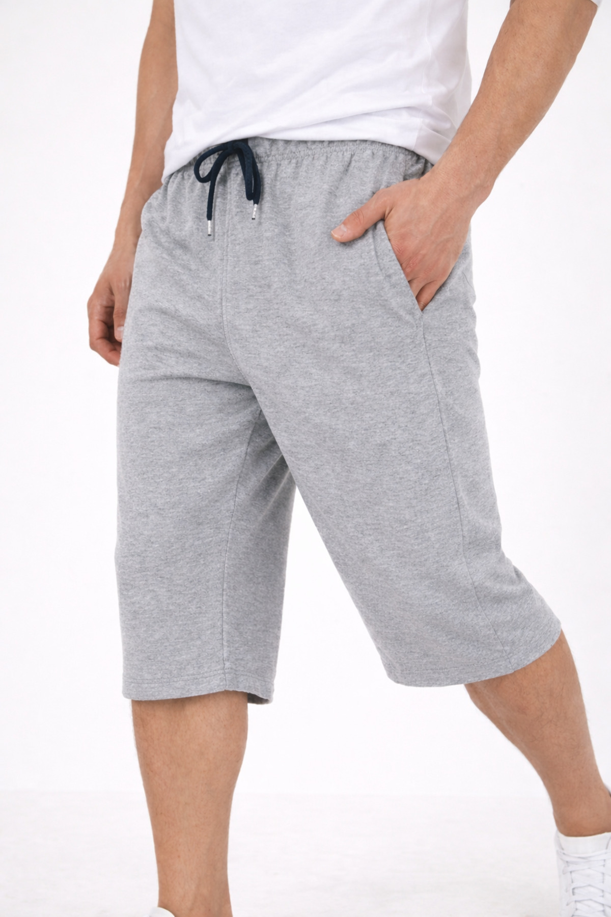 Deep sense Erkek Diz Altı Uzun Penye Şort & Bermuda Kapri 2 li Yazlık Set Pamuklu Slim Fit görsel 6