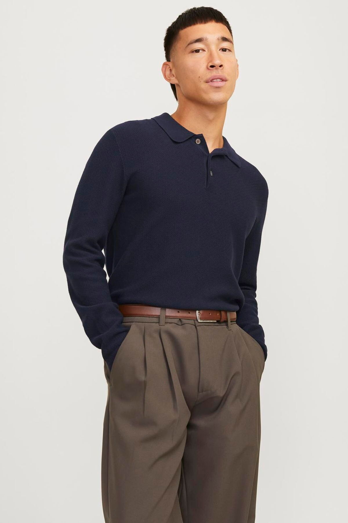 پلیور یقه‌دار بافتنی مردانه سایز معمولی - ساندری جک اند جونز پولوشرت Jack & Jones