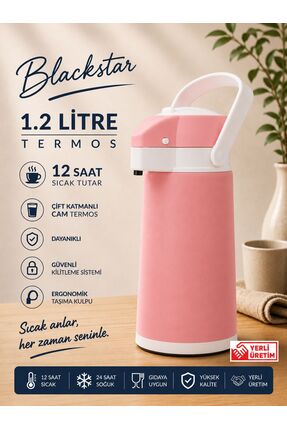 Blackstar 1.2 Litre Su Termosu Çay Termosu Piknik Termosu Pembe