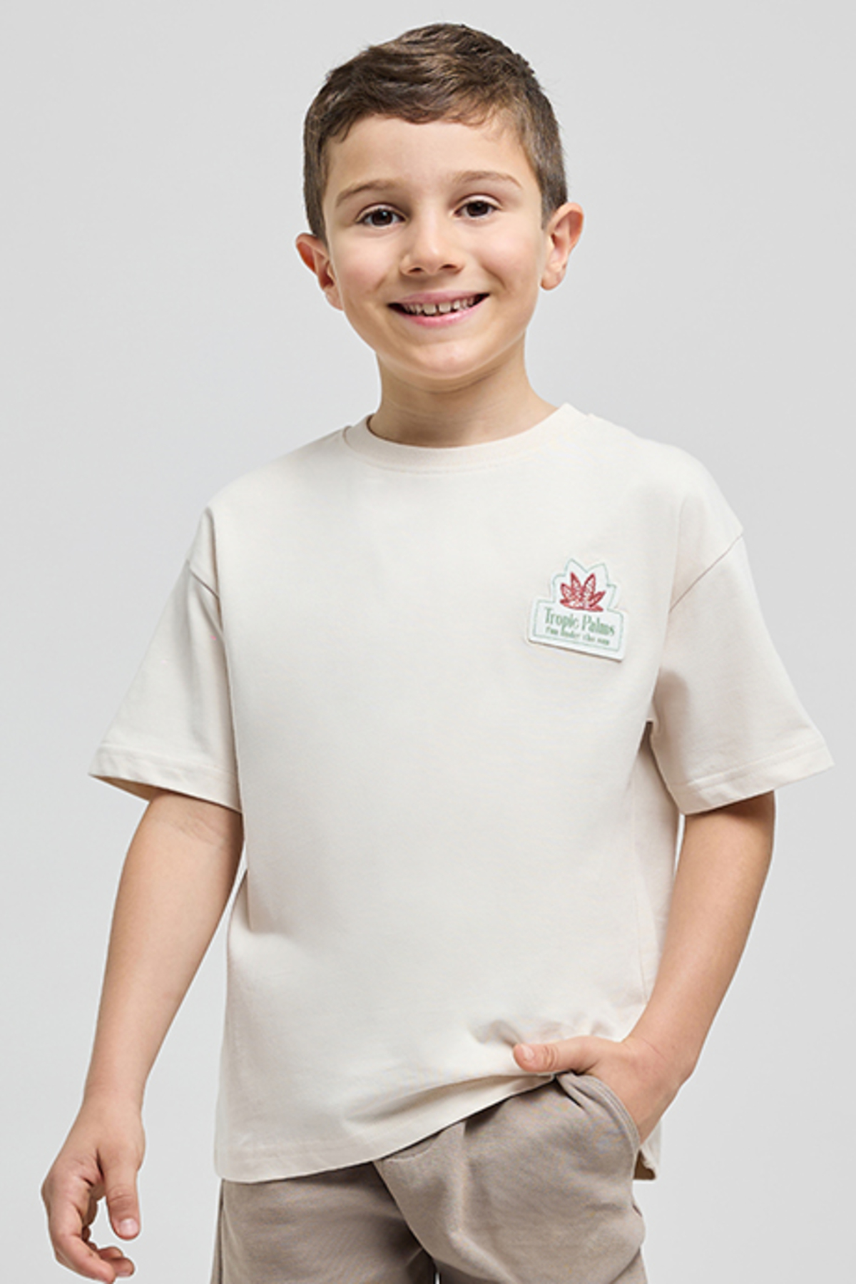 R&B Back Printed T-Shirt with Crew Neck and Short Sleeves