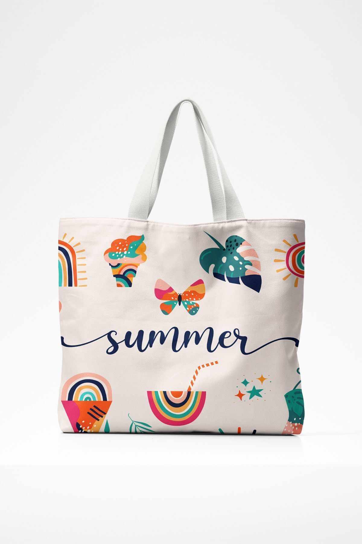 Ulu Home Summer Minimal Kadın Pamuk Kolonlu Plaj Omuz Çantası