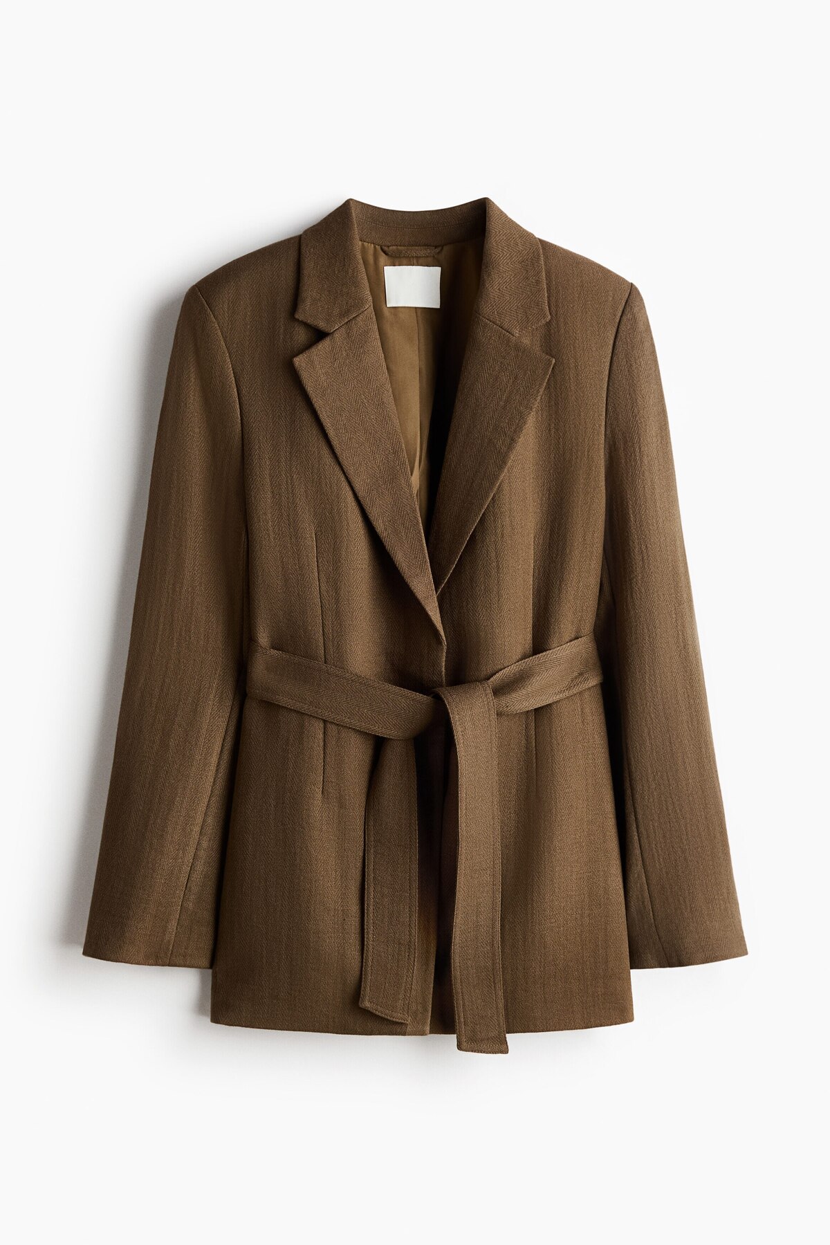 H&M  Kuşaklı Tekstüre Dokuma Blazer - Görsel 3