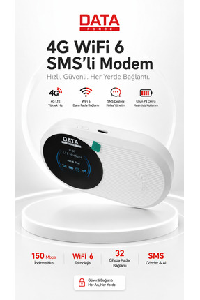 DataForce M10PRO 4G Taşınabilir Modem - WiFi 6 Hızı ve SMS Özelliği