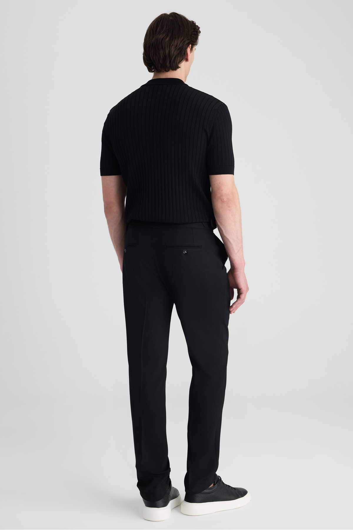 شلوار کتان مشکی طرح دار Ds Damat