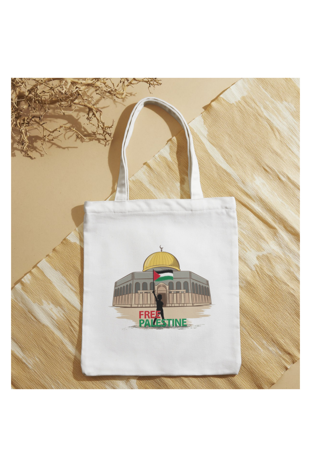ALPŞAN TİCARET Filistin Temalı Baskılı Bez Çanta Keten Tote Bag