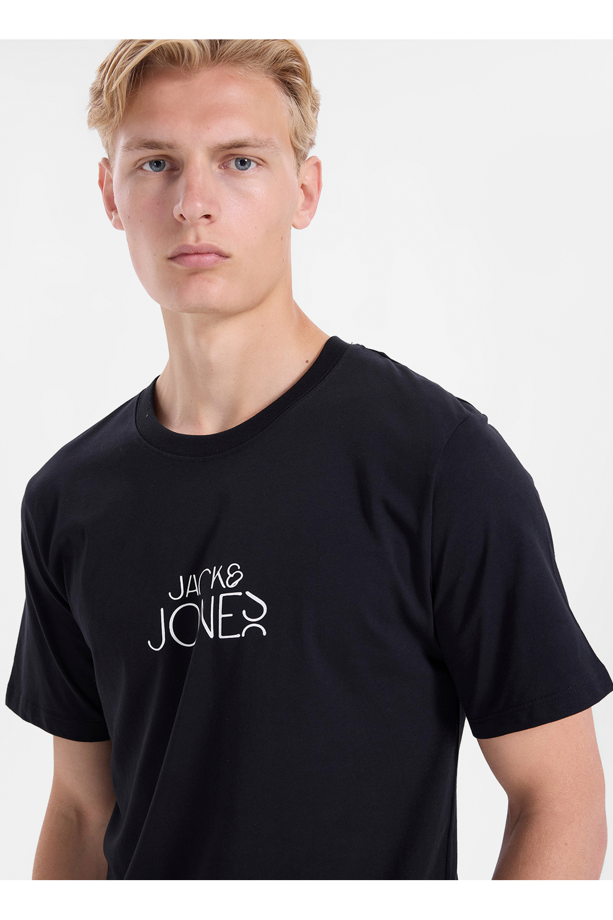 تی شرت مردانه مشکی طرح معمولی سایز بزرگ طرح لوگو کد ۱۲۳۰۶۲۴۲ JORCURVE TEE SS CREW BSS26 جک اند جونز تی شرت Jack & Jones