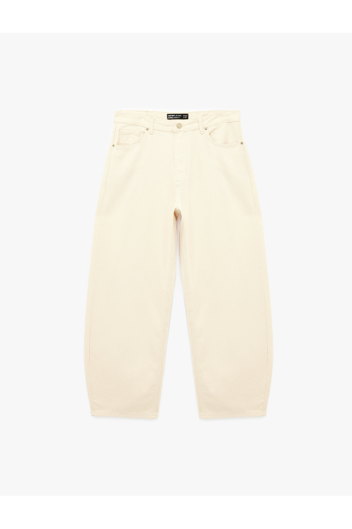 Koton Pamuklu Bol Normal Bel Cepli Oversize Barrel Fit Jean Pantolon görsel 3