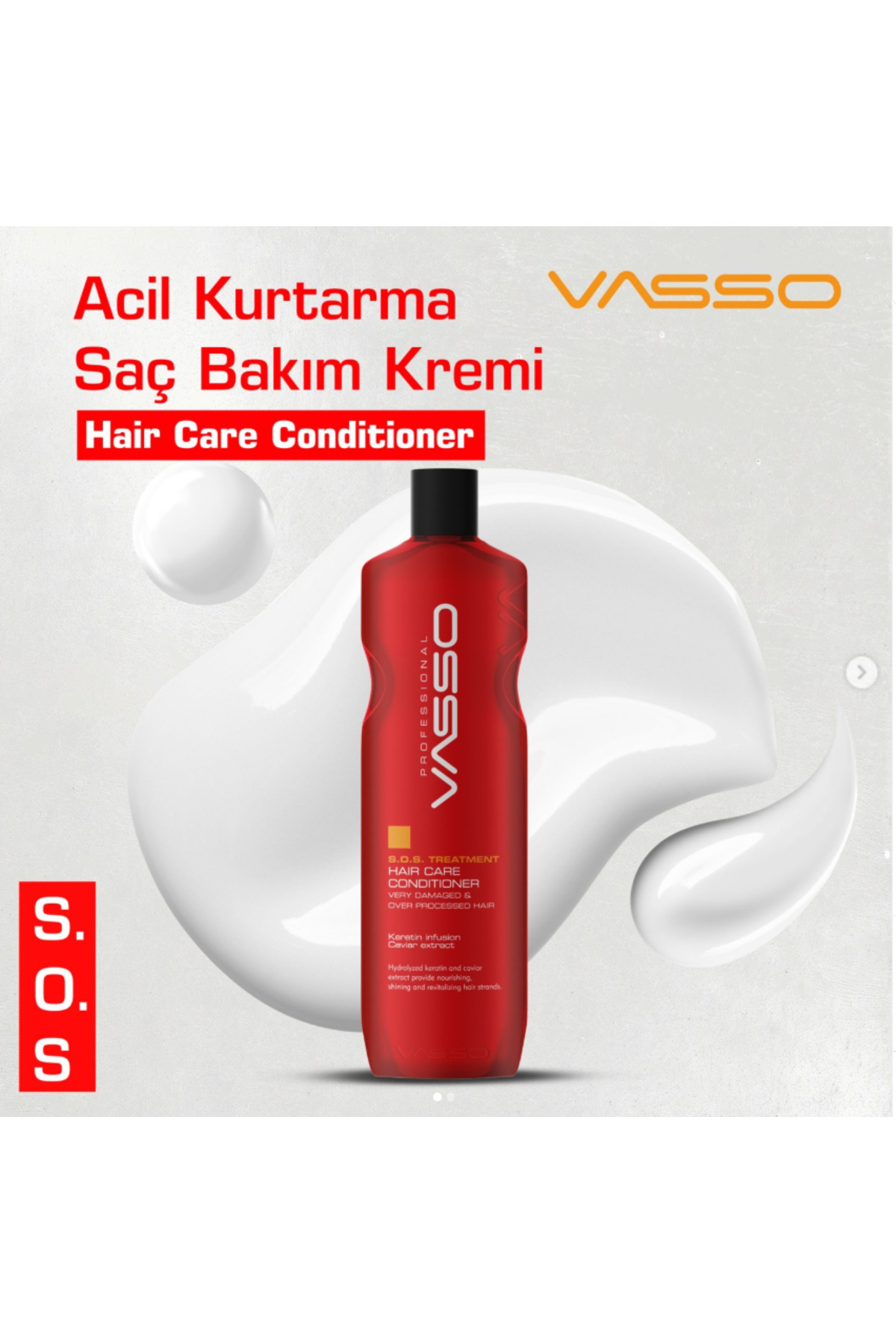 VASSO EVOLUTION S.O.S VASSO ACİL KURTARMA SAÇ BAKIM KREMİ 460ML — GHGHGDGFD