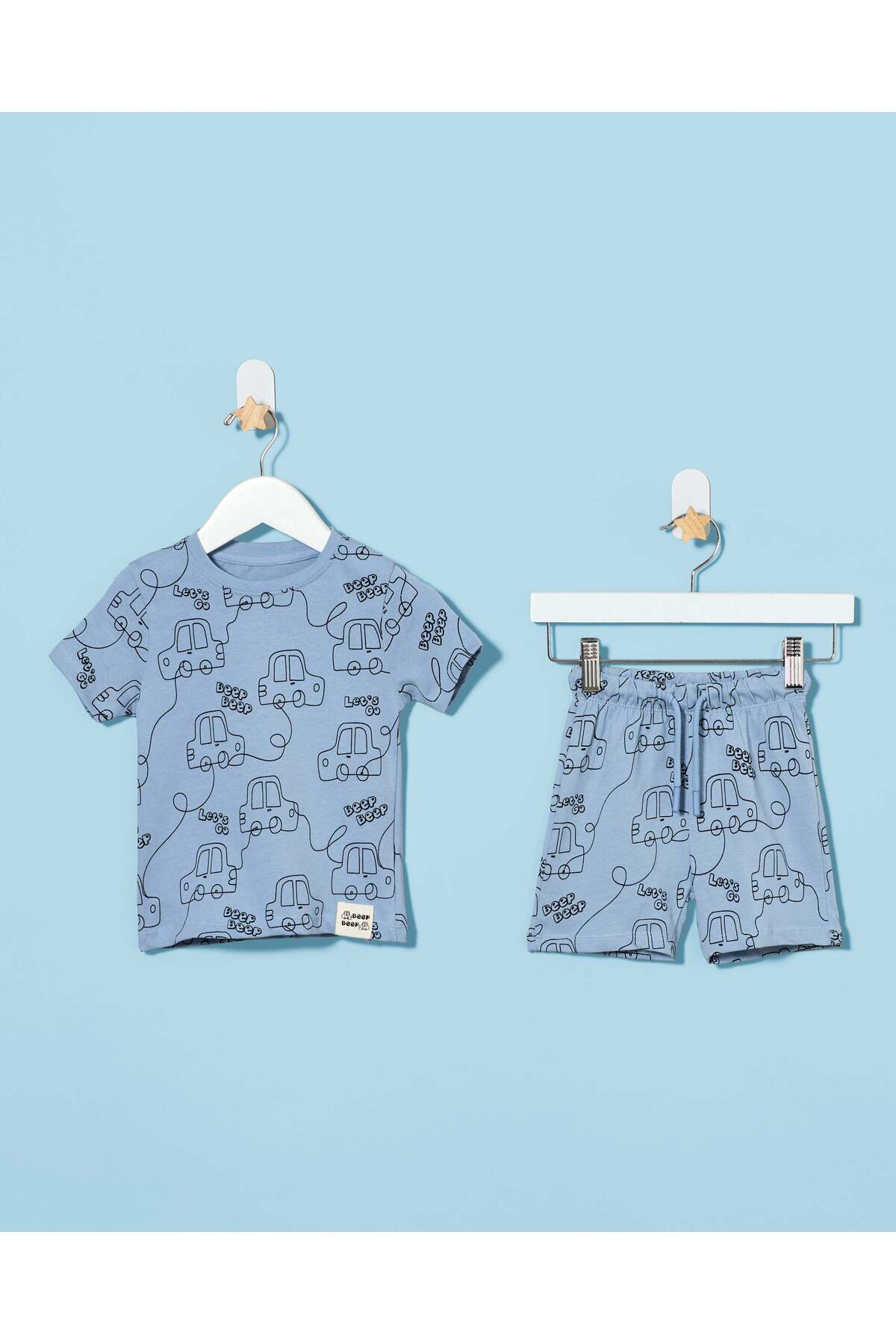 REDTAG Infant Boys Blue Printed 2 Pieces Pyjama Set