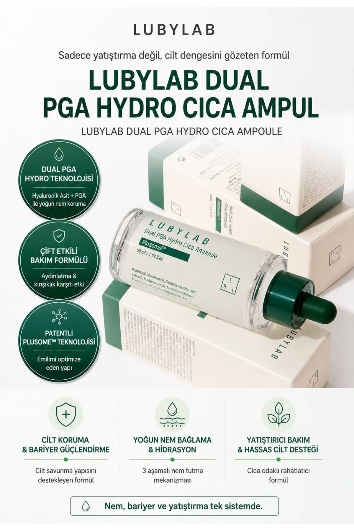 DUAL PGA CİCA AMPOULE Yoğun nem, Cilt bariyeri Desteği ve Yatıştırıcı Bakım — LUBYLAB — تصویر 3 از 9