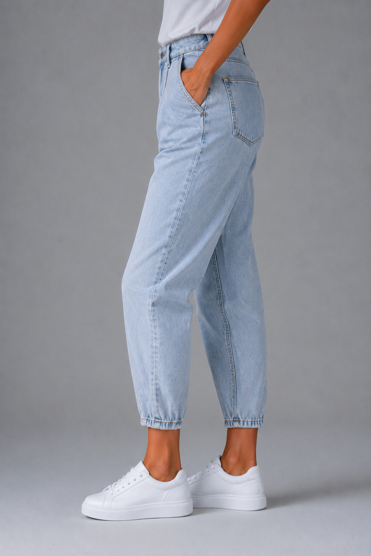 Denvy Denim Kadın Açık Kar Yıkamalı Boyfriend Fit Jean Pantolon görsel 3