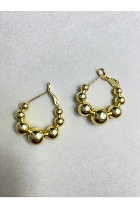 Awa Jewelry Collection AWA Gold Küre Detaylı Halka Küpe – 316L Çelik Kararmaz