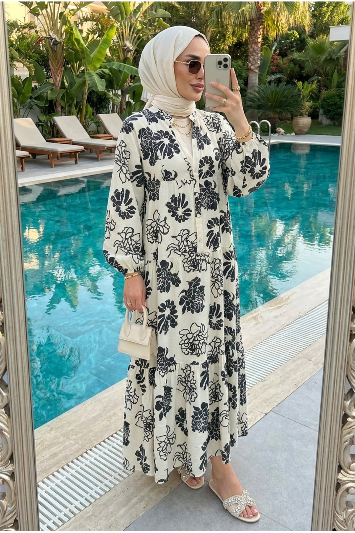 Women's Soft Floral Patterned Maxi Modest Dress – Comfortable Fit