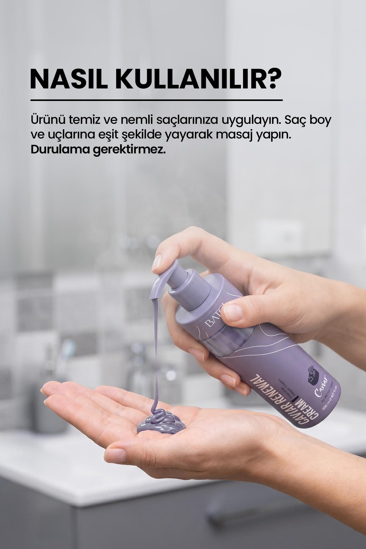 Havyarlı Saç Kremi– Yıpranmış Saçlar İçin Onarıcı & Koruyucu Durulanmayan Krem — 8684808759548 — تصویر 3 از 3