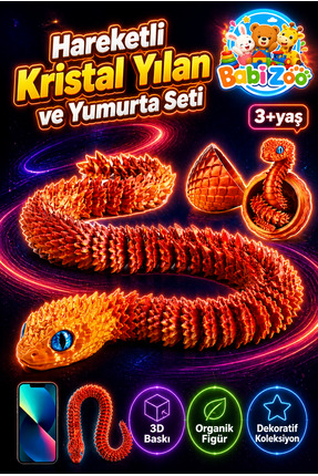 Babizoo Hareketli Kristal Yılan ve Yumurta Seti - 3D Baskı Organik Figür Oyun...